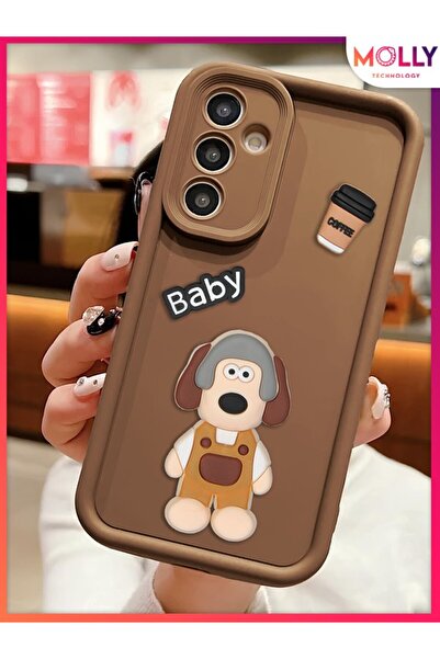 Molly حافظة سيليكون من السيليكون ذات حواف سميكة ثلاثية الأبعاد منقوشة على شكل كلب لطيف من جروميت لهاتف سامسونج جالاكسي S23 FE