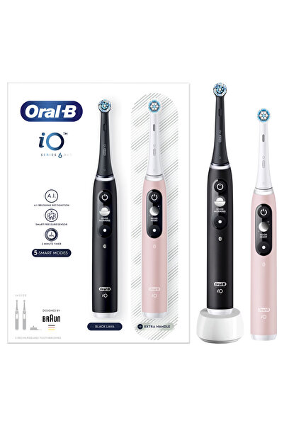 Oral-B Set of 2 iO6 Electric Toothbrush, with Magnetic and Micro-Vibration Technology