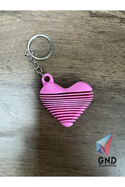 3D Baskı Hareketli Spiral Kalp Anahtarlık