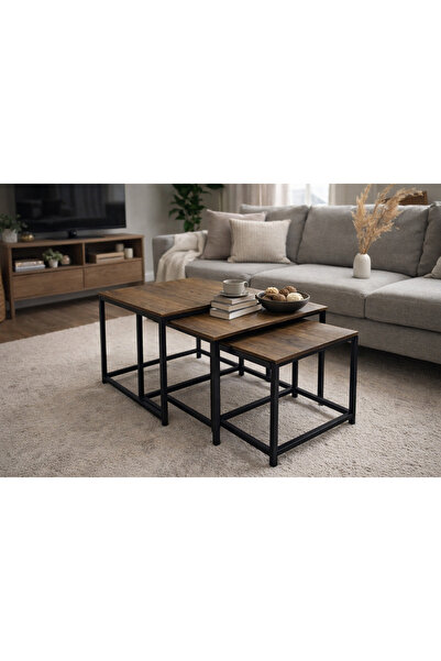 SADANHOME طقم طاولات خدمة متداخلة -3 قطع- مودرن و موفرة للمساحة