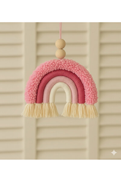 Nilsu Tasarım El yapımı boncuklu makrome Gökkuşağı süs-Bebek Odası - Duvar süsü