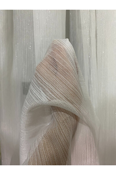 İNCİLİFE Simli Bambu Tül Perde Kırık Beyaz - 1/2,5 Pile Işıltılı Şık Salon Pe...