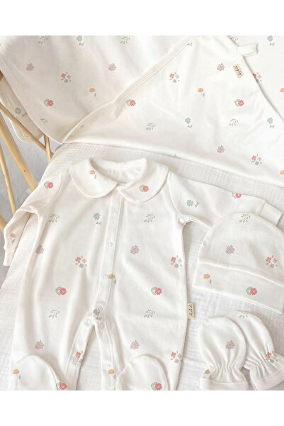 Zezig Floria 4 Parça Hastane Çıkışı Seti %100 Pamuk