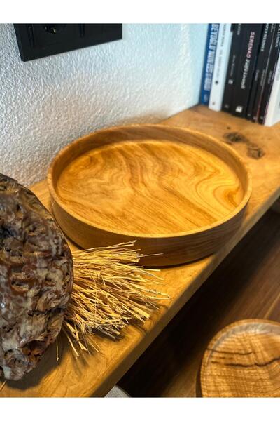 Carveni Ahşap Sunum Tepsisi KESTANE AĞACI| 24 Cm Çap – 4.5Cm Yükseklik