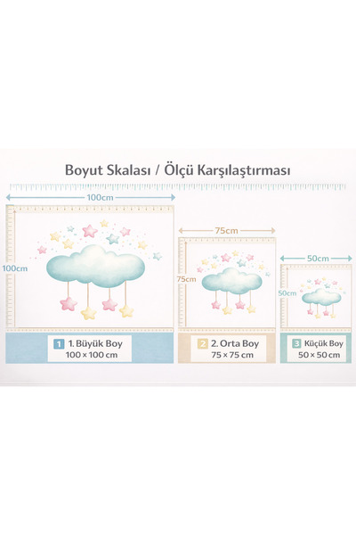ReklamX Cloud and Star Baby & Kids Room Wall Sticker Set – 3 Different Size Options