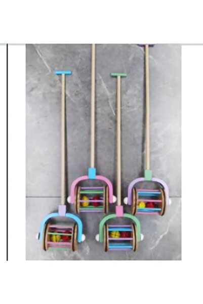 GenelTedarik 1 El Yapımı Ahşap Sopalı Oyuncak Çıngırak Pembe 3 - 4 Yaş