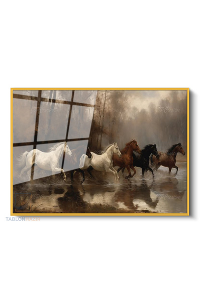 tablonhazır Çerçeveli Yatay Cam Tablo Salon Duvar Tablosu Yatay Cam 5At Yeni ...