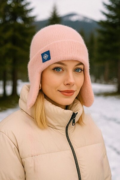 Kokoş Emblem Pink Beret with Ear Covers