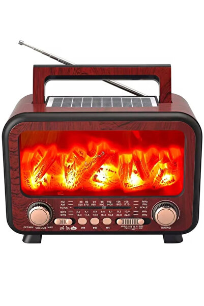 instatech Retro Şömine Efektli Bluetooth Hoparlör Nostaljik Radyo, USB, TF Ka...