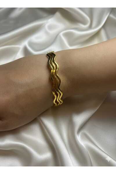 Zenska Jewelry Çelik Ajda Bileklik 3'lü Altın Detay