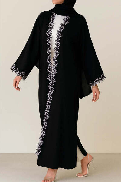 MayaCloset عباية نيدا طويلة فاخرة مزينة بتطريز دانتيل أنيق