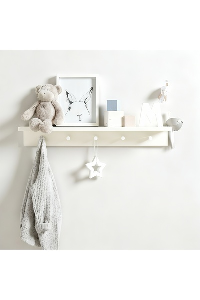 Sef moda 60 cm mdf’lam montessori raf , askılı kahve köşesi rafı aksesuarlık