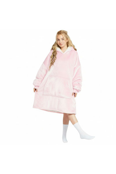 DEEBCO Huggle Hoodie with sleeves and sweatshirt, one size fits all - Light pink
