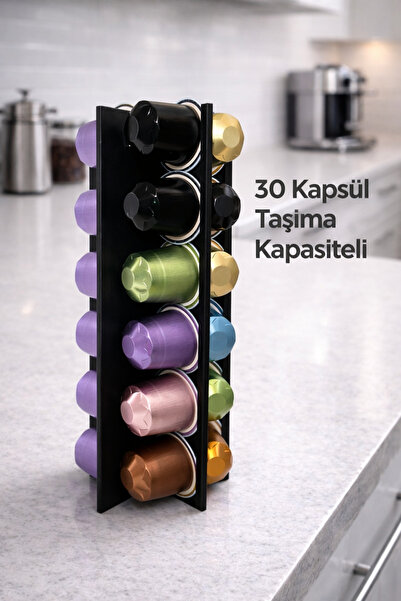 ALPAG 30 Kapsül Kapasiteli Döner Kahve Kapsül Standı – Tezgah Üstü Şık Organizer