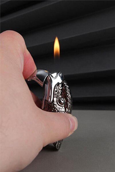 HEPBİMODA Özel Tasarım Kartal Başı Siyah Gazlı Çakmak