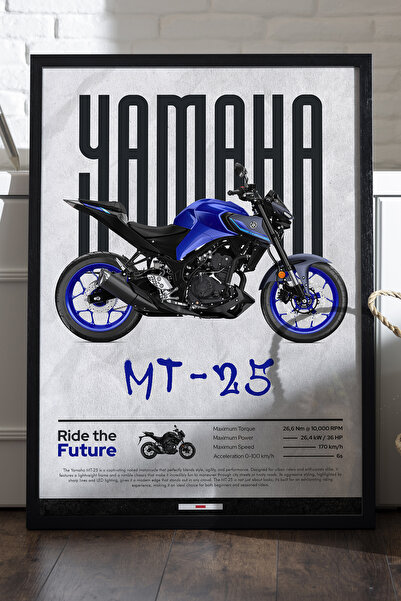 Duvarda Αφίσα Yamaha MT-25 με μαύρο ξύλινο πλαίσιο, διακοσμητικός πίνακας τοί...