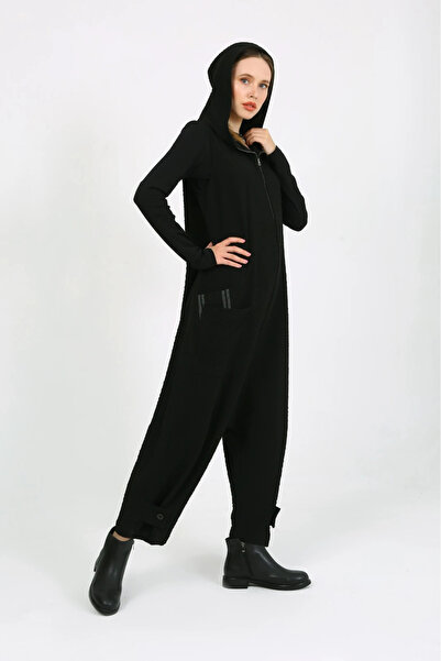 DES CONCEPT Kadın Kapüşonlu Fermuarlı Tulum