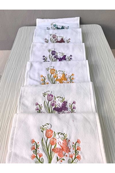 Peacock 6 قطع مناشف مطبخ مخملية مطرزة ثلاثية الأبعاد (30×50)