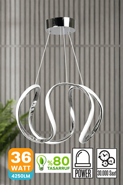 Elektroyou Luxury Krom Gri Modern Özel Tasarım Beyaz Işık Sarkıt Led Avize