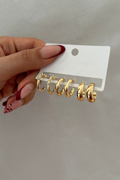 Lavian Accessories Gold 6’lı Klasik Küpe Seti