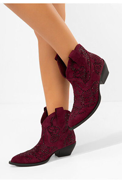 B T Shoes Γυναικεία Μποτάκια Cowboy Ninna μπορντό