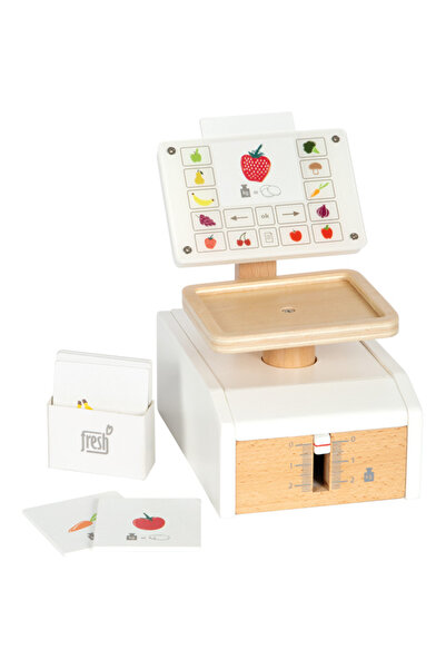 Small Foot Cântar din lemn „Fresh” cu carduri de produse, SMALL FOOT, 3 ani+