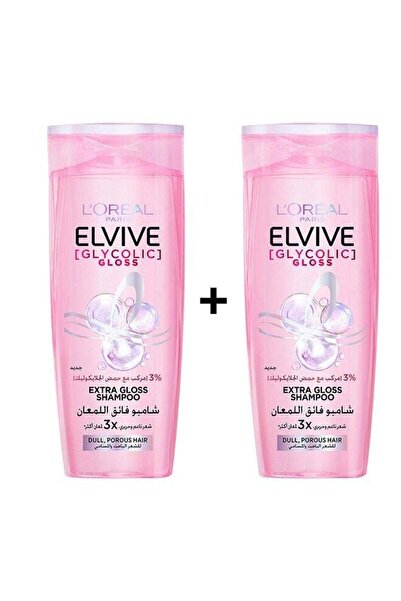 L'Oreal Paris شامبو إلفيف المعزز لمعان الجلوكوز 600 مل - عبوة من قطعتين