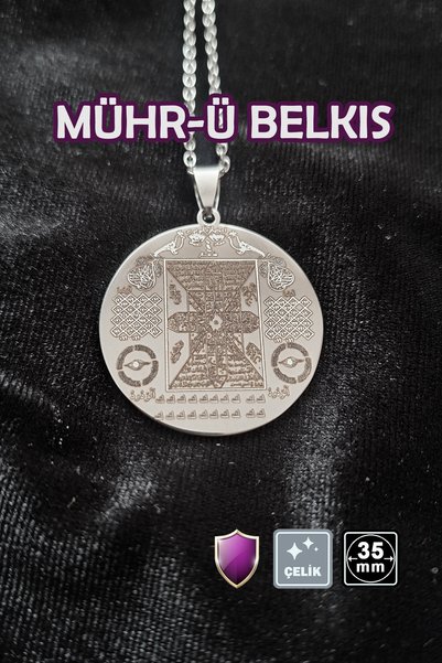 Miss TBee 🙏 Mühr-Ü Belkıs Talisman Steel Necklace 🎨   Silver Color