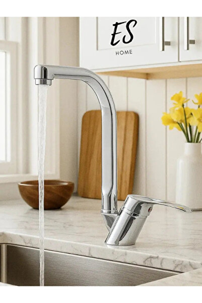 ESHOME صنبور مطبخ فاخر بتصميم أنبوبي أنيق مع مدخل مزدوج للماء الساخن والبارد