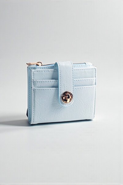 dericom Kadın Mavi Fermuarlı Kartlıklı Cüzdan - Şık Model