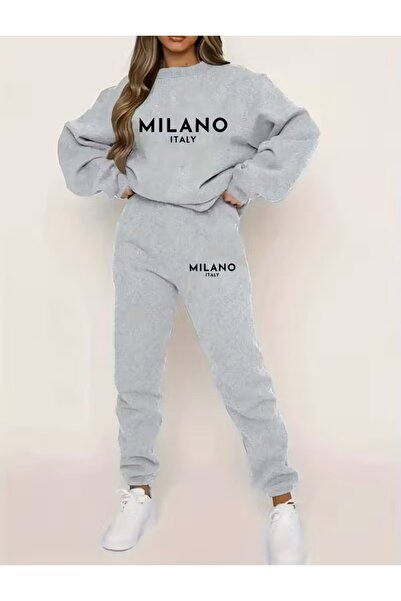 LELVANİ ΜΙΛΑΝΟ ΙΤΑΛΙΑ Σετ φόρμας με στάμπα γραφής στο επάνω και το κάτω μέρος