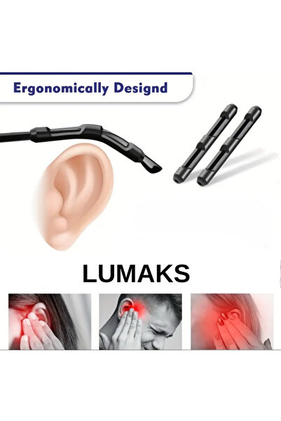 LUMAKS Gözlük sap silikon kulak koruyucu gözlük sapı kulak koruyucu 1 çift siyah