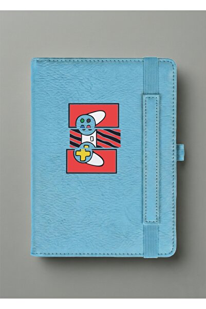 BSE A5 Sky Blue Leather Notebook - Gamer Design (Controller) - Gaming and Planning Journal - Gift for Gamers