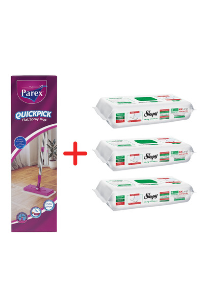 Parex Promo Package QuickPick Mop + 3x Wet Wipes Sleepy Easy Clean White Soap