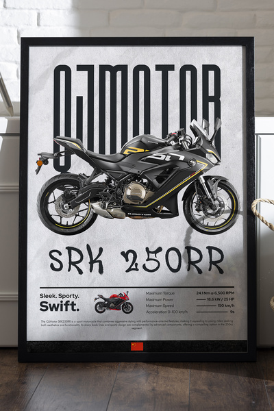 Duvarda QJ Motor SRK 250RR crni poster sa drvenim okvirom, dekorativna zidna ...