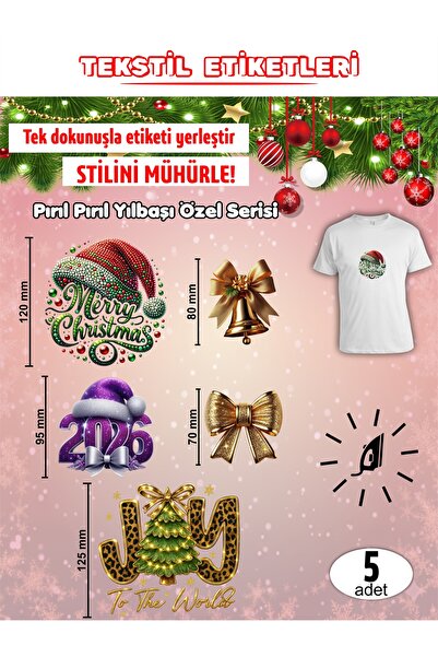 AGG Reklam Iron-On Clothing Label Pırıl Pırıl Christmas Special Series Set of 5