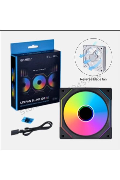 Choice1 مروحة ليان لي يوني SL-INF 120 إنفينيتي ميرور سوداء A-RGB قطعة واحدة - مروحة تبريد بدون كابل