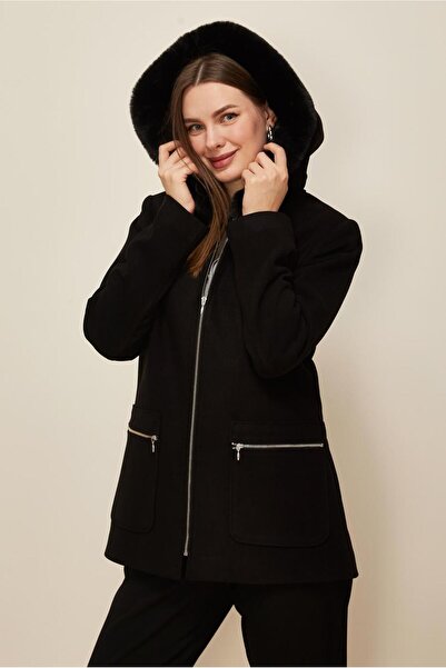 Alvina Hooded Cashmere Coat 90619