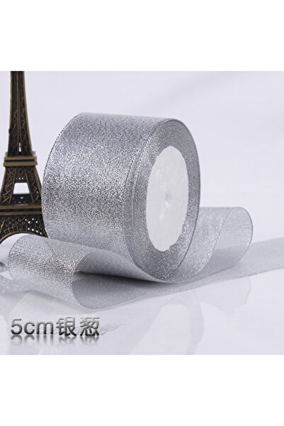 Choice شريط بصل فضي، 5 سم، 22 متر، لفة من شريط ساتان لامع ذهبي وفضي، مناسب لل...