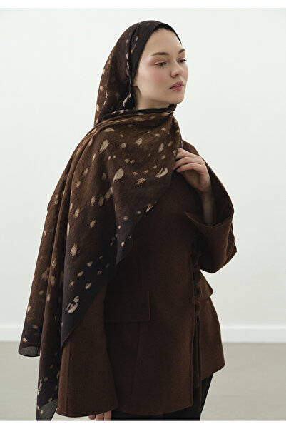 Fresh Fawn Patterned Cotton Viscose Shawl Brown