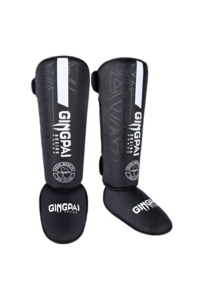 Choice واقيات ساق عالية الجودة من الجلد الصناعي (PU) باللونين الأسود والأبيض، مناسبة للملاكمة وفنون القتال المختلطة (MMA) والملاكمة التايلاندية (Muay Thai).