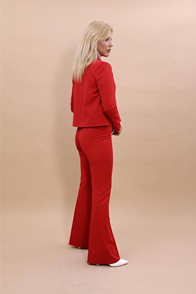 ÖNDER ÖZSOY ياقة مرتفعة متوسطة الطول سترة رياضية قصيرة و واسع الأرجل بنطلون ب...