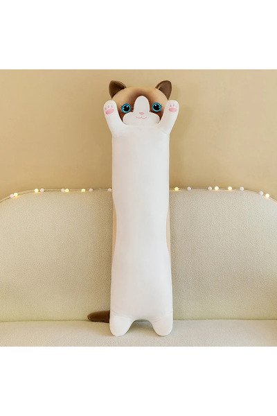 Choice لعبة قطة بيضاء جديدة لطيفة بطول 50 سم، وسادة ساق قطة نائمة طويلة وردية...