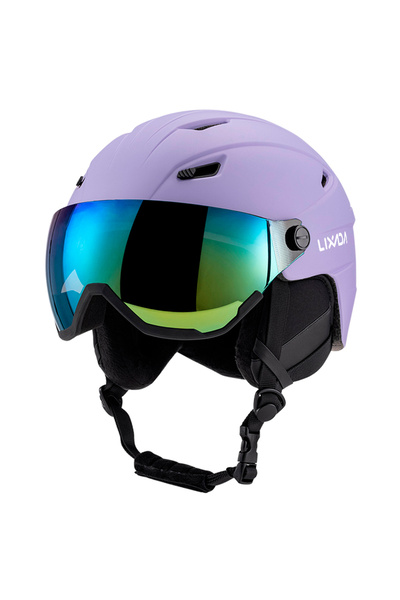 Choice خوذة تزلج متكاملة من ليكسادا باللون الأرجواني للرجال والنساء، مع واقي وجه قابل للإزالة ونظارات واقية.