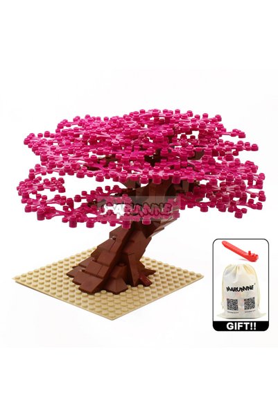 Choice Rose Red Tree Set Marumine MOC Bricks Tree Set 205PCS with Plate Model...