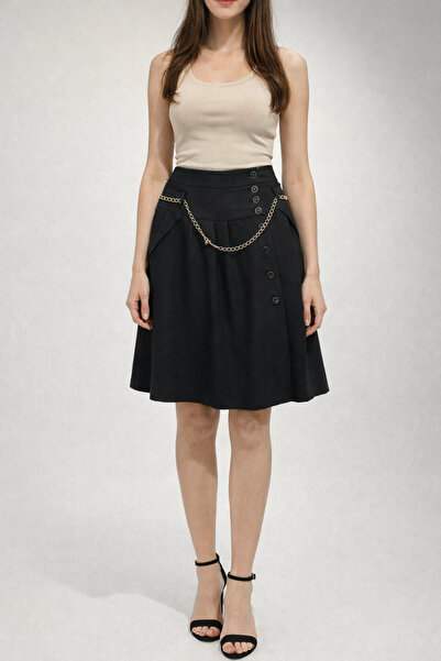 Ekol Fusta de damă cu curea cu lanț cu nasturi