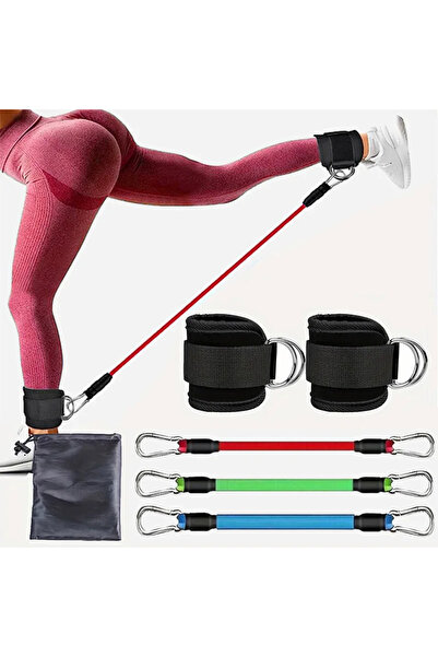 Choice1 Rope Black Set Ankle Straps Resistance Bands Set Fitness Workout Exer...