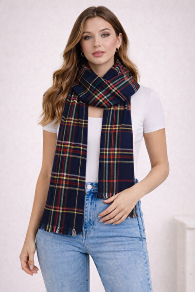 MİHALİÇ Kadın Ekose Desenli Yumuşak Dokulu Kışlık Şal / Atkı