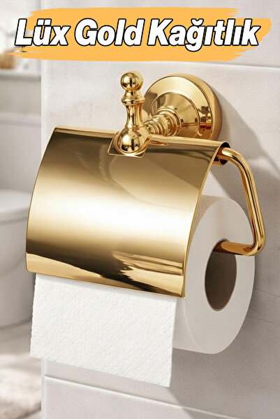 Badem10 حامل ورق التواليت الفاخر مع غطاء ذهبي مثبت على الحائط حامل ورق التوال...