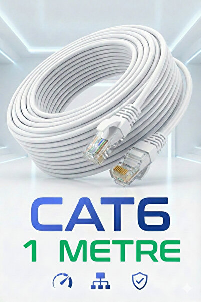 Reyonex كابل إيثرنت CAT6 أبيض بطول 1 متر - كابل إنترنت جيجابت عالي السرعة (مع أطراف RJ45)
